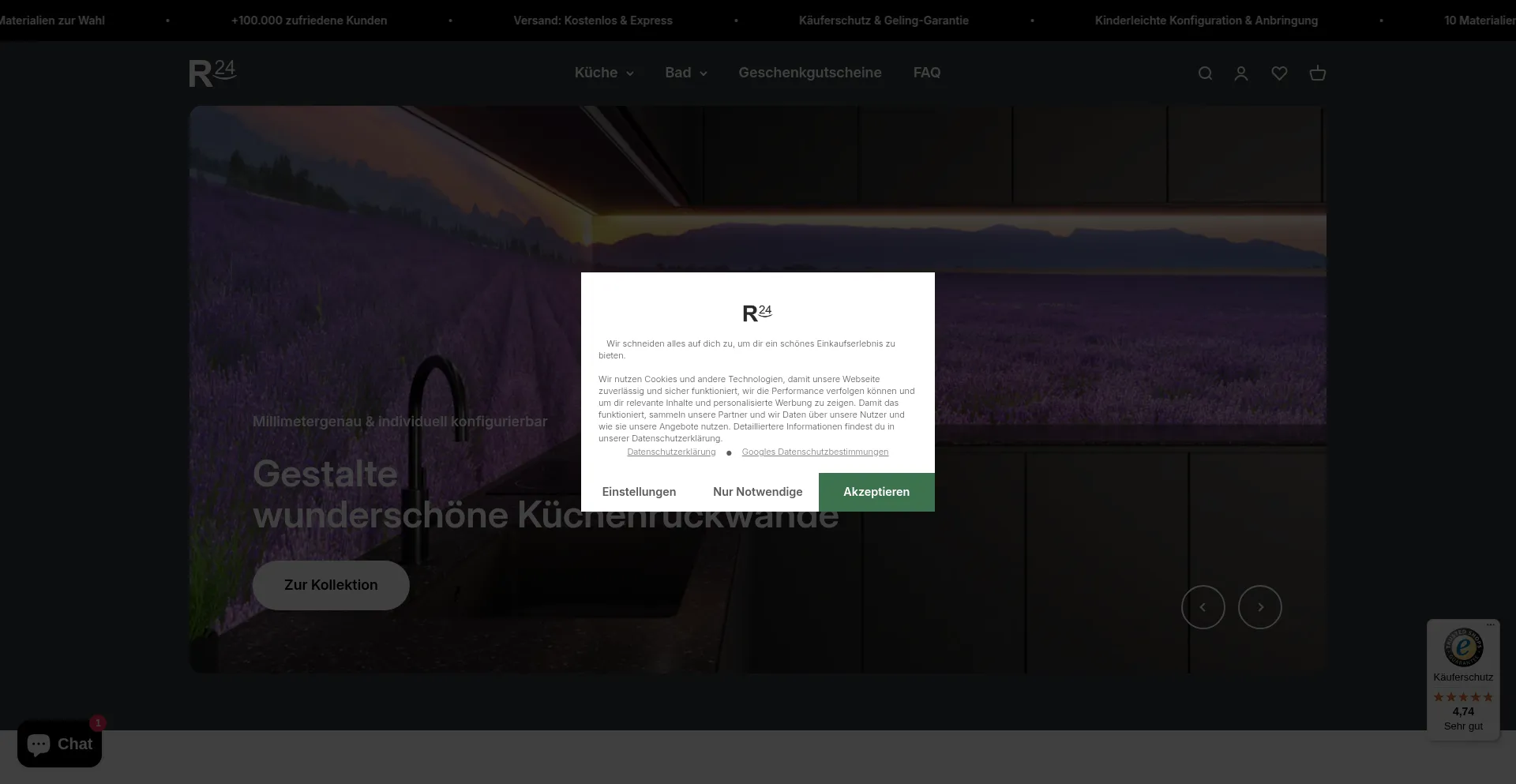 Rueckwand24.com Screenshot
