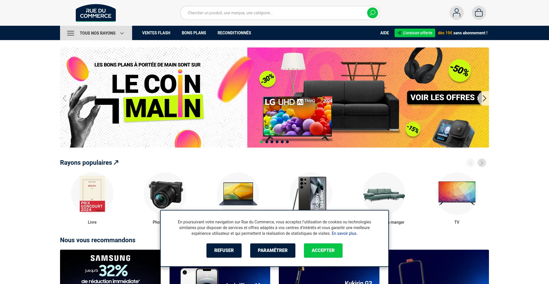 Website screenshot of Rueducommerce.fr
