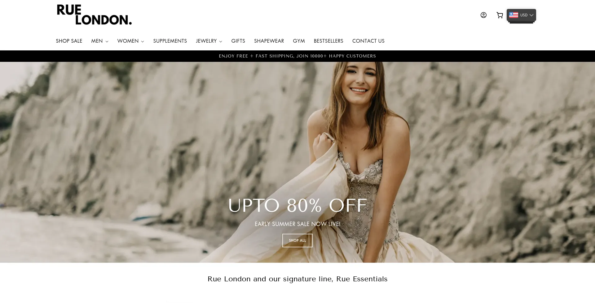 Website screenshot of Ruelondon.com