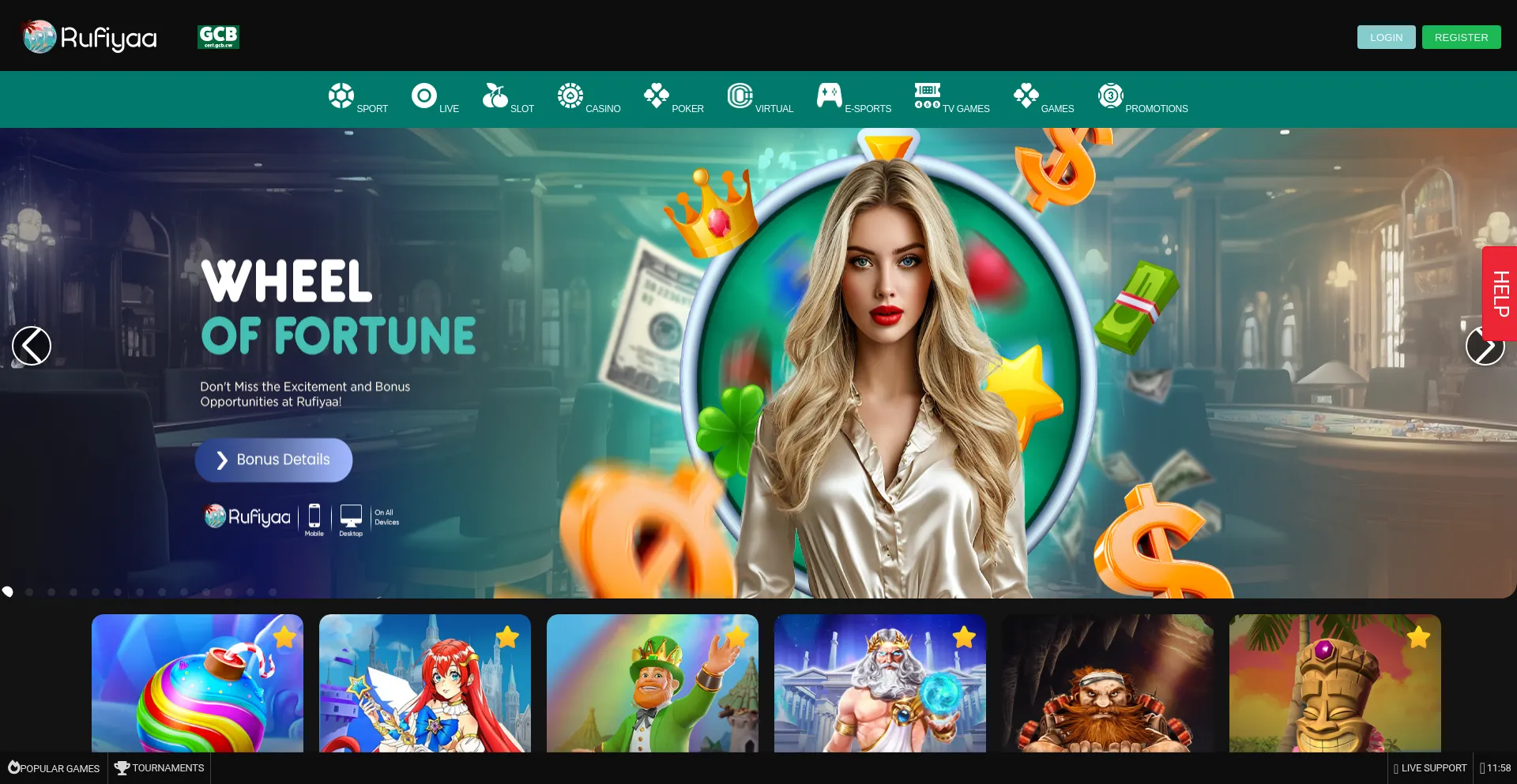 Website screenshot of Rufiyaabet.com
