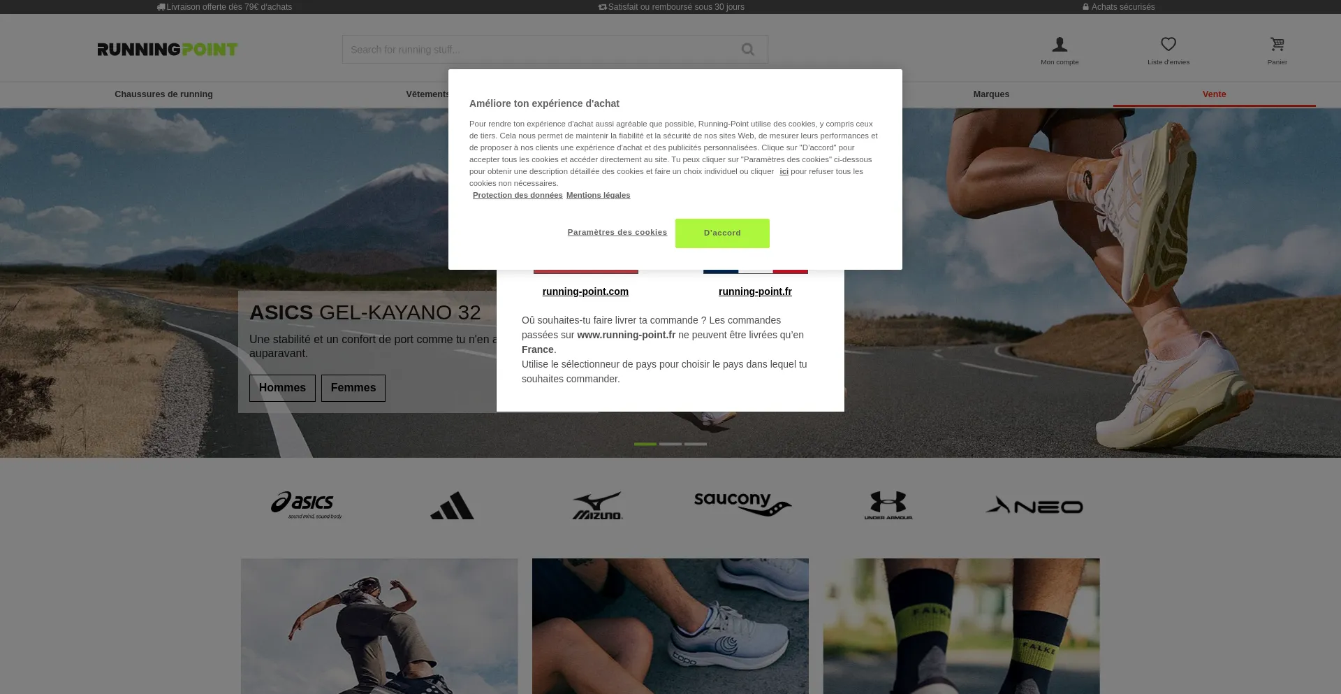 Website screenshot of Running-point.fr