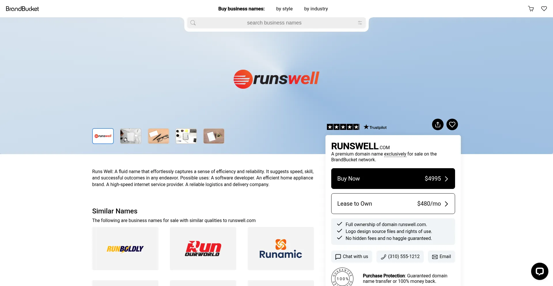 Website screenshot of Runswell.com