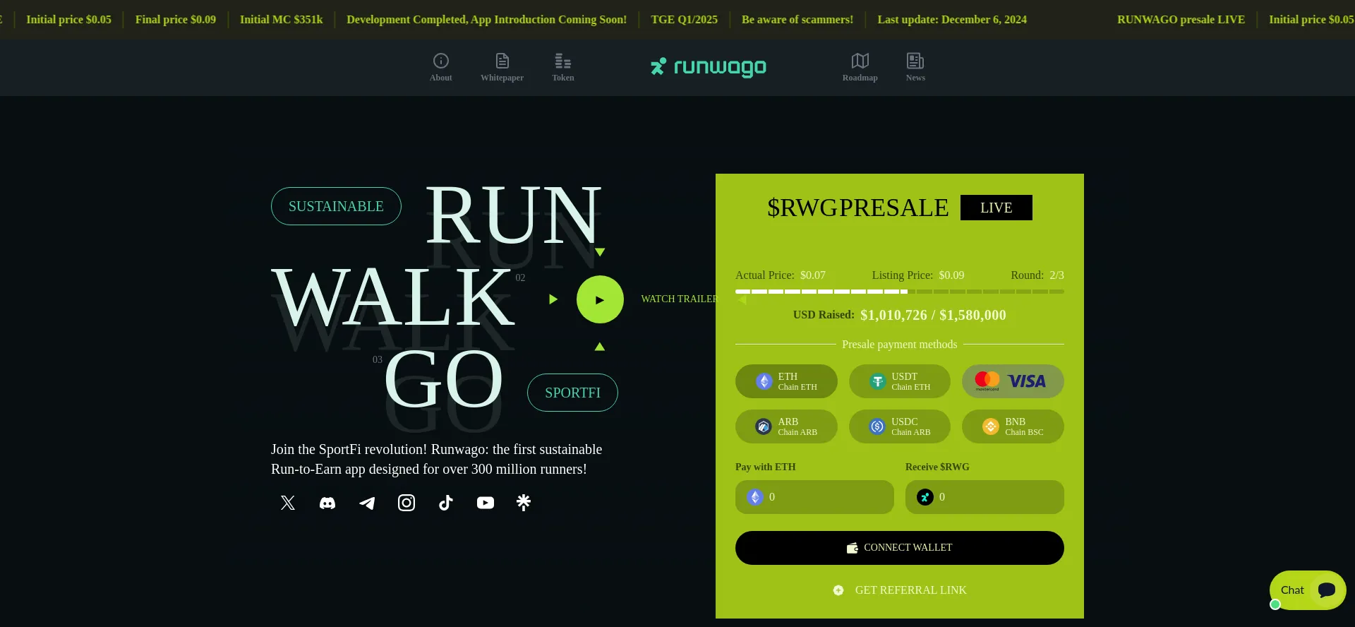 Website screenshot of Runwago.xyz