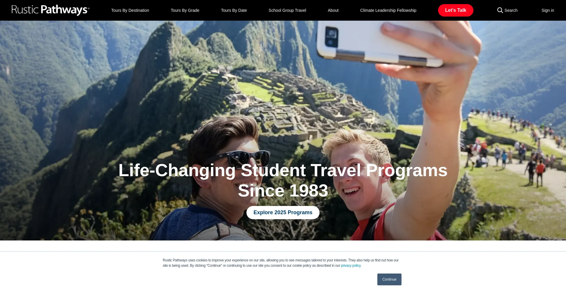 Website screenshot of Rusticpathways.com