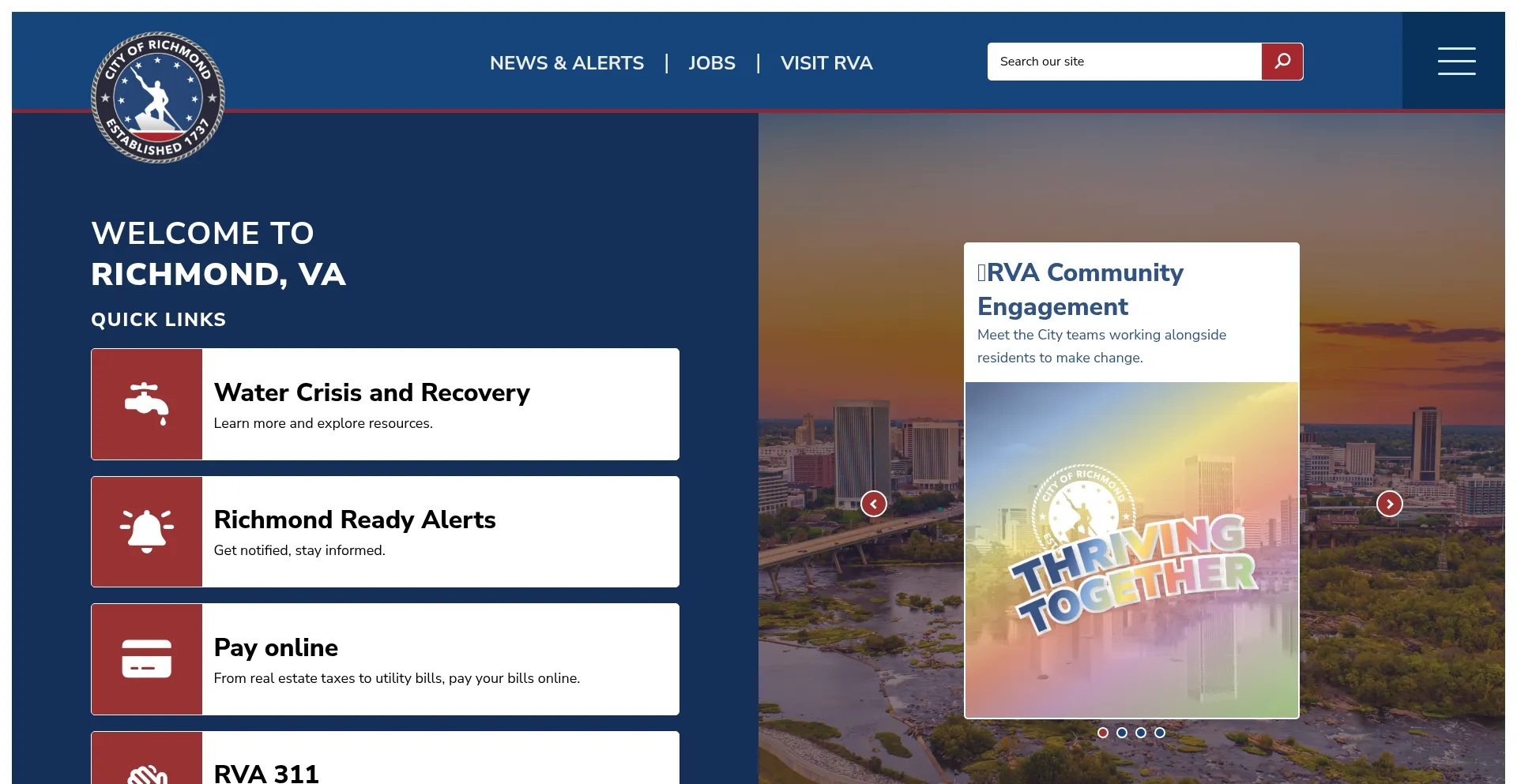 Website screenshot of Rva.gov