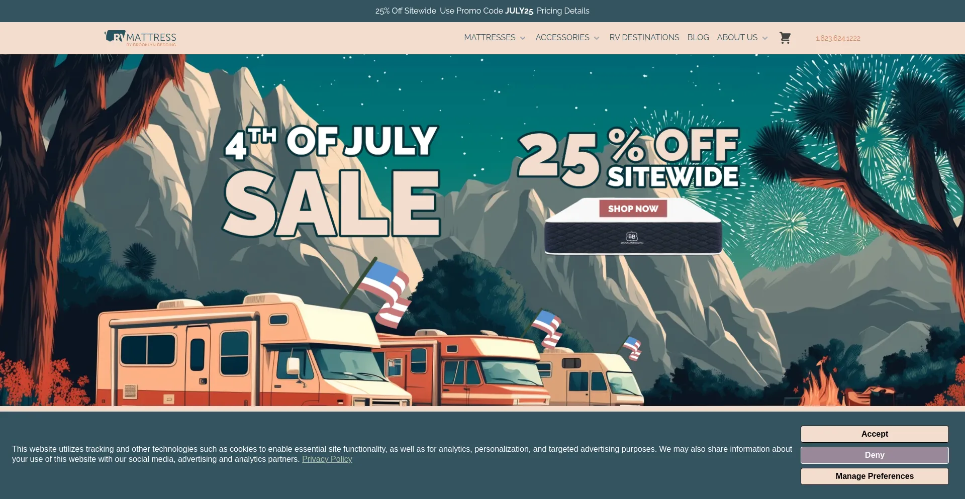 Website screenshot of Rvmattress.com