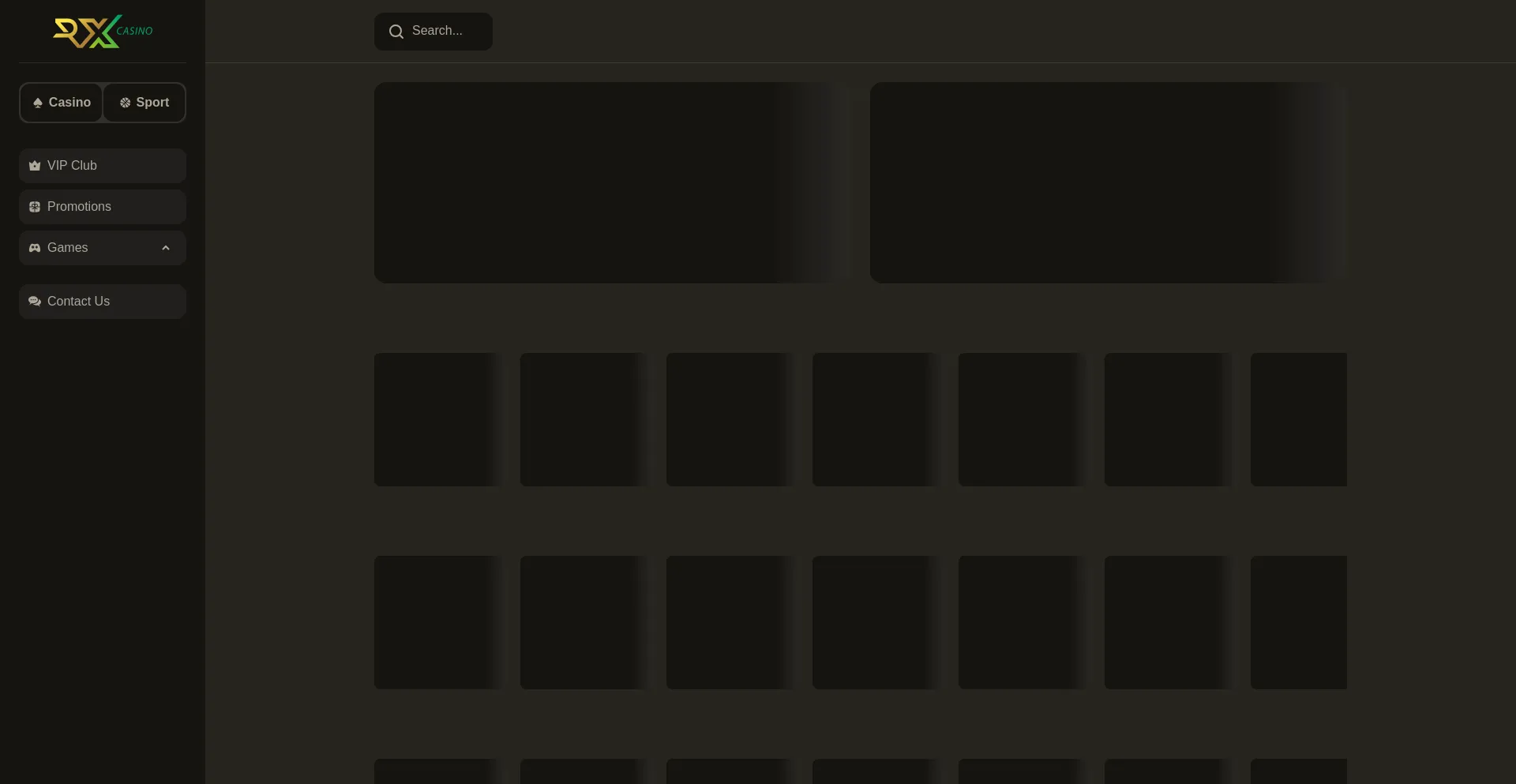 Website screenshot of Rx.casino