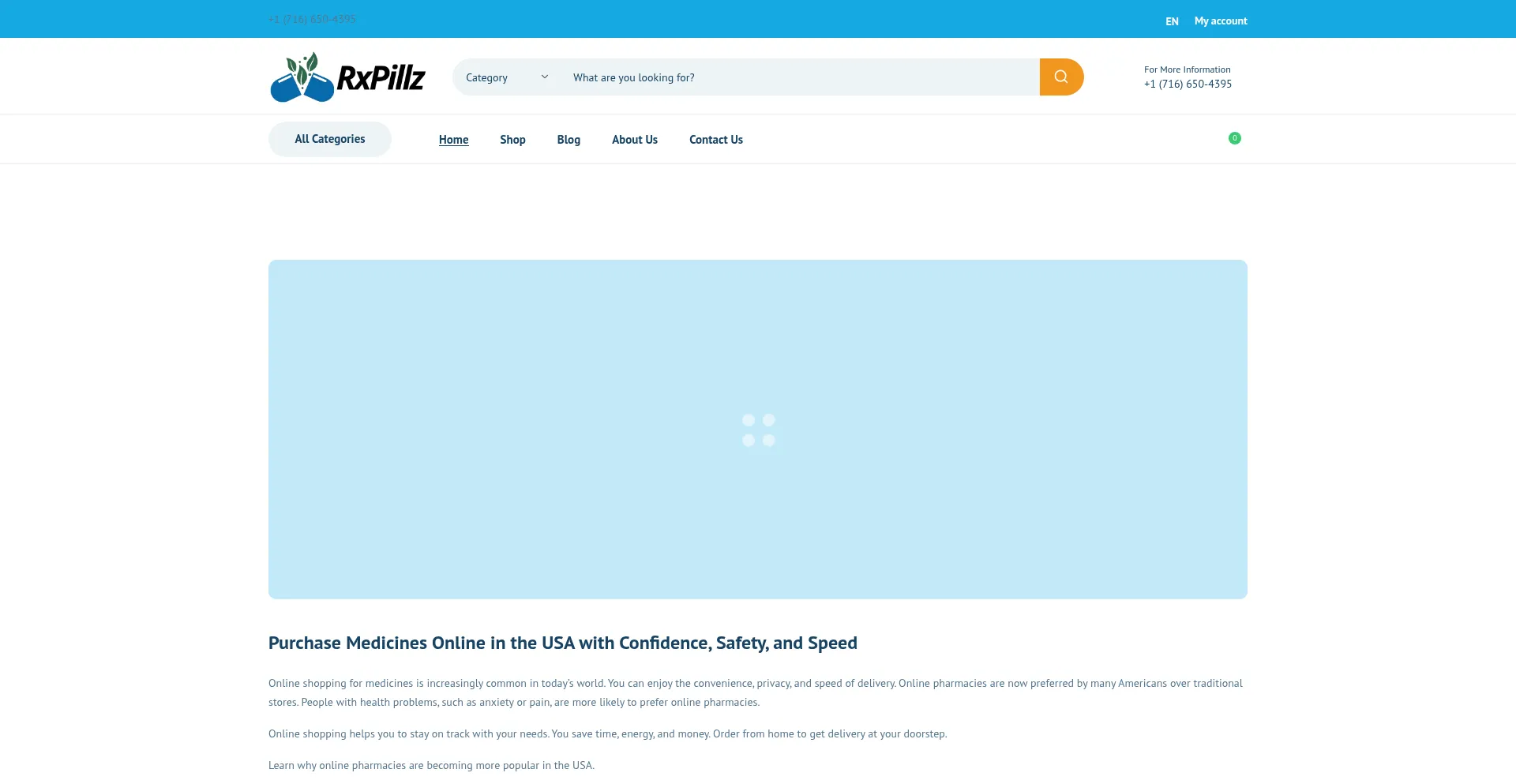 Website screenshot of Rxpillz.com