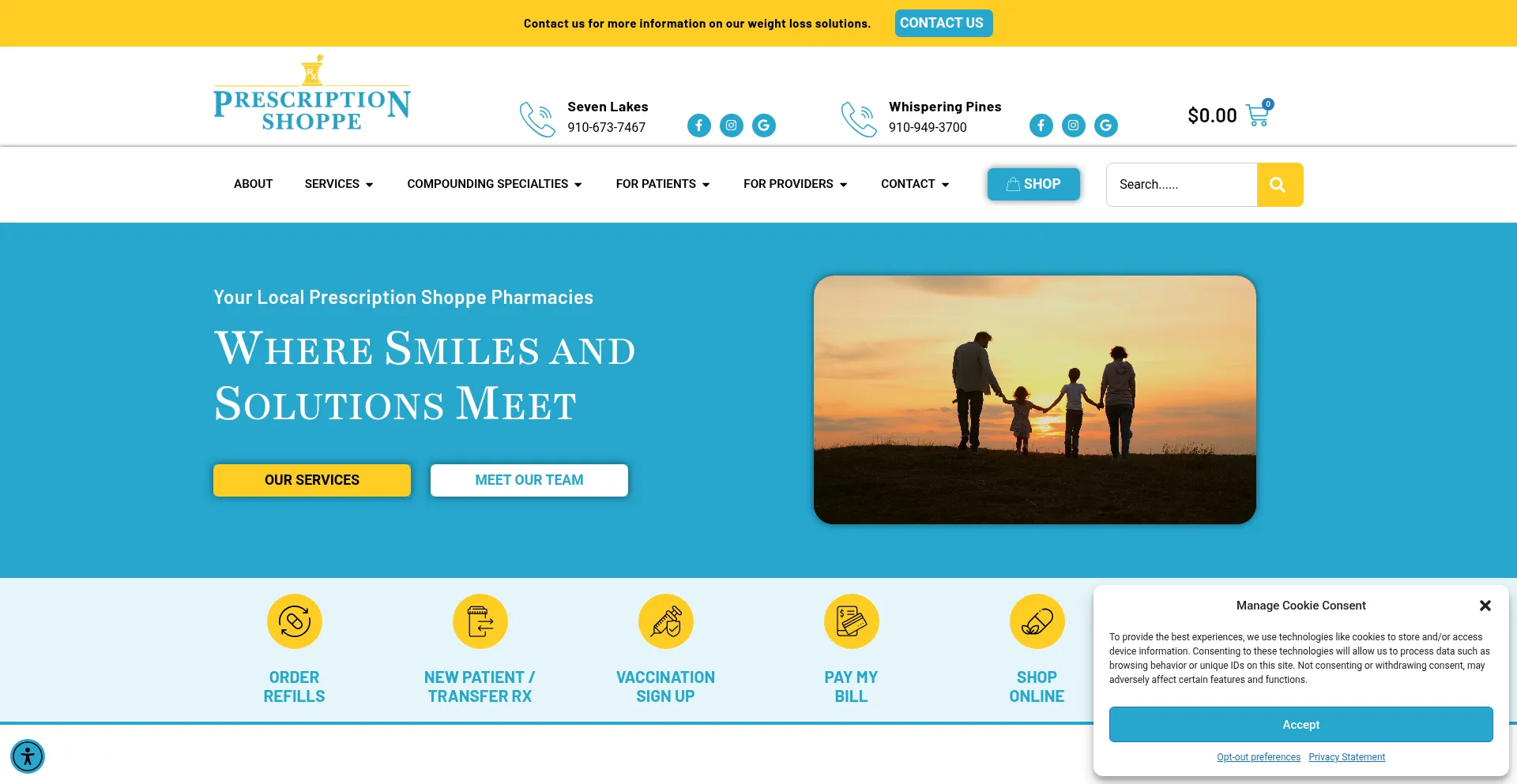 Website screenshot of Rxshoppenc.com