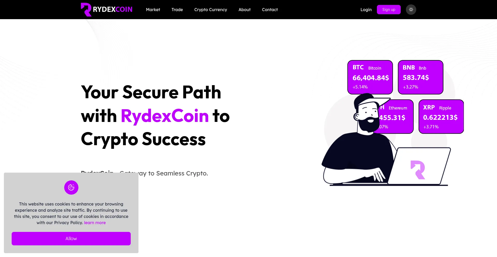 Website screenshot of Rydexcoin.com