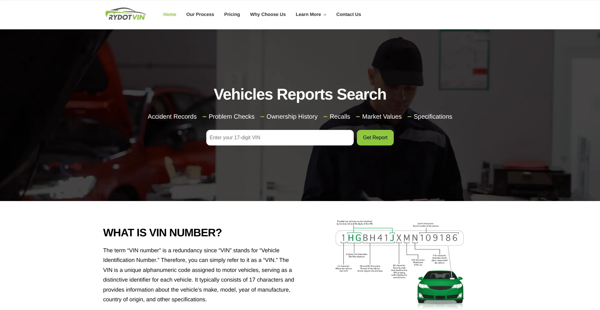 Website screenshot of Rydotvin.com