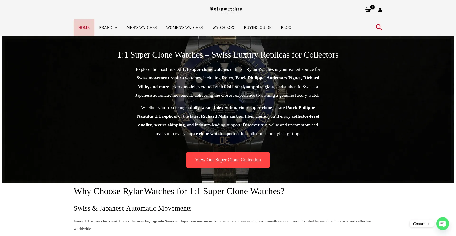 Website screenshot of Rylanwatches.com