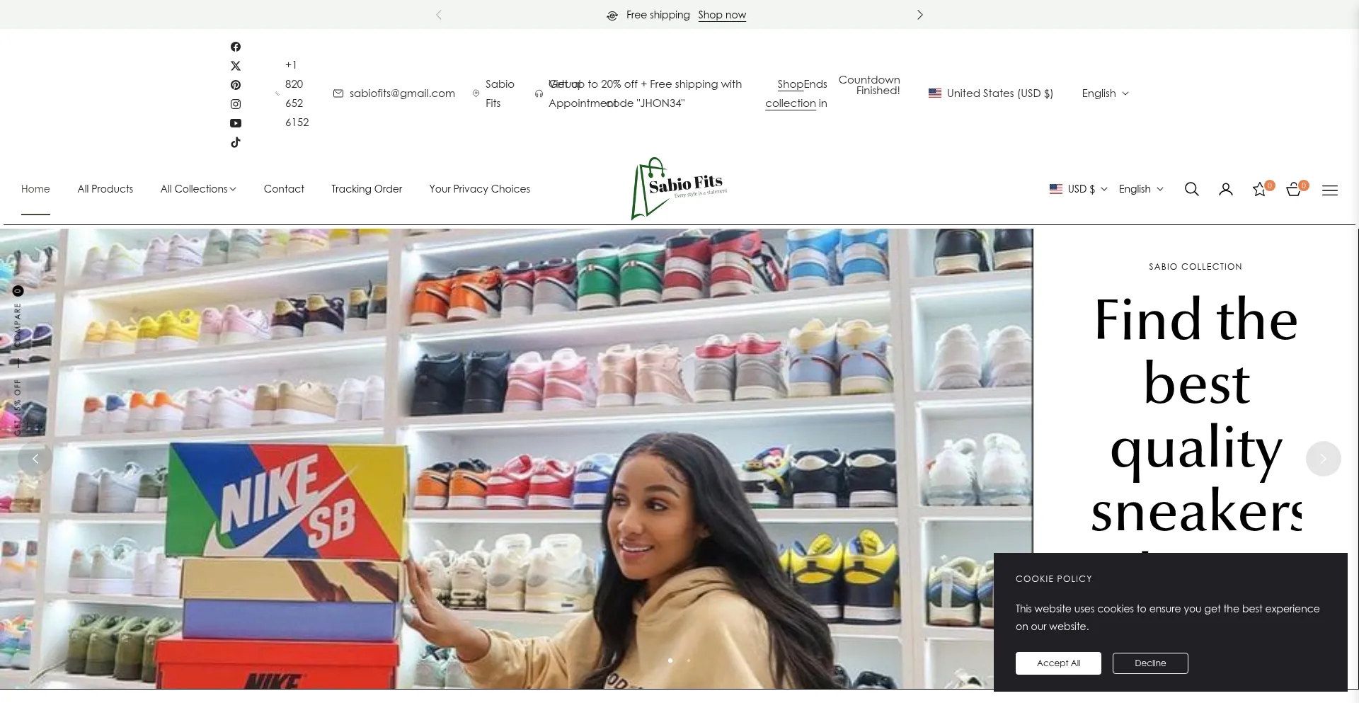 Website screenshot of Sabioshop.com