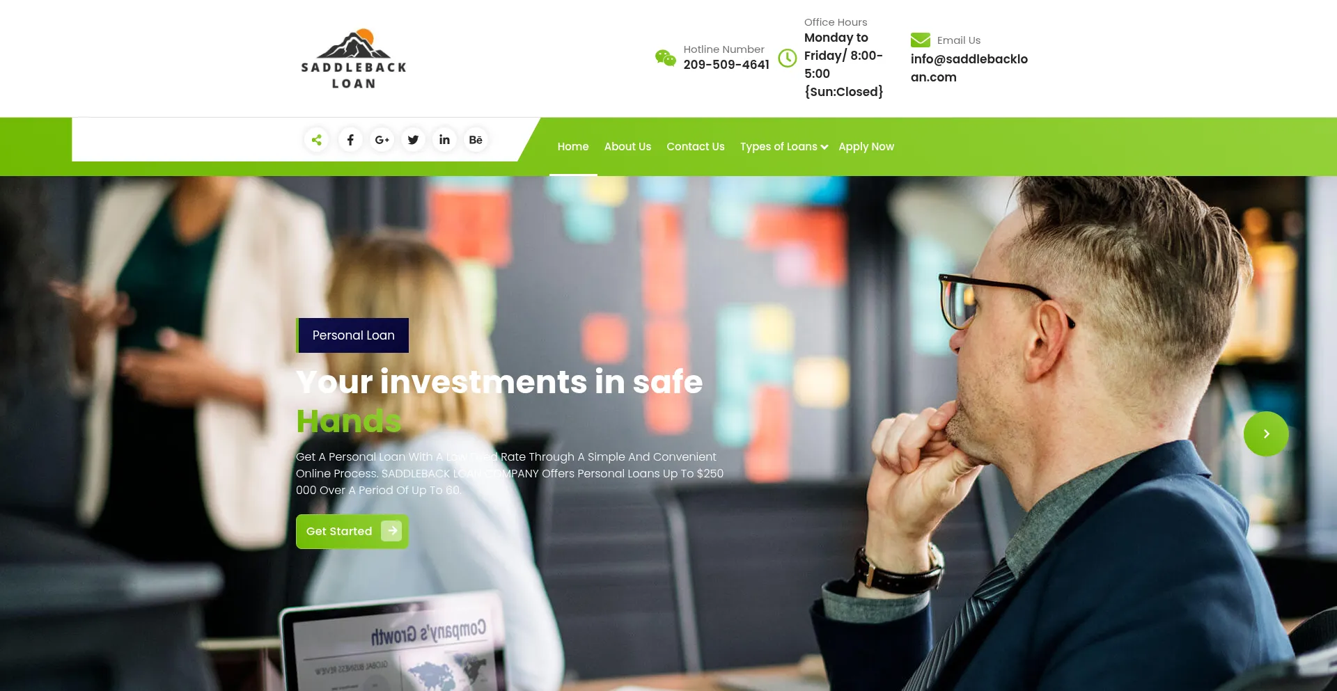 Website screenshot of Saddlebackloan.com