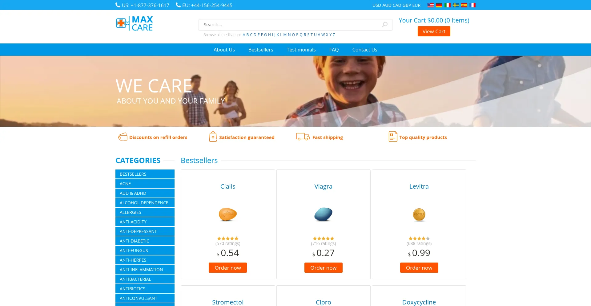 Website screenshot of Safe-meds-int.com