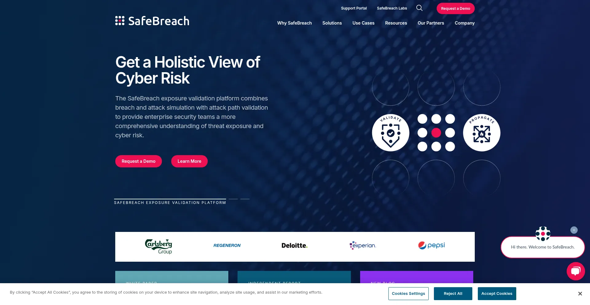 Website screenshot of Safebreach.com