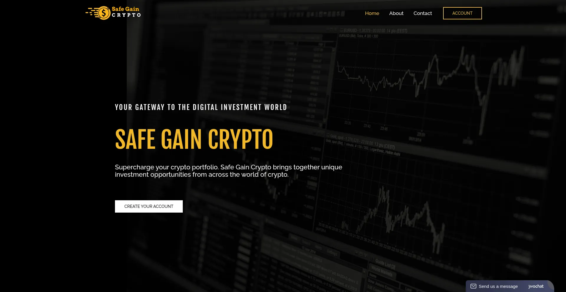Website screenshot of Safegaincrypto.com
