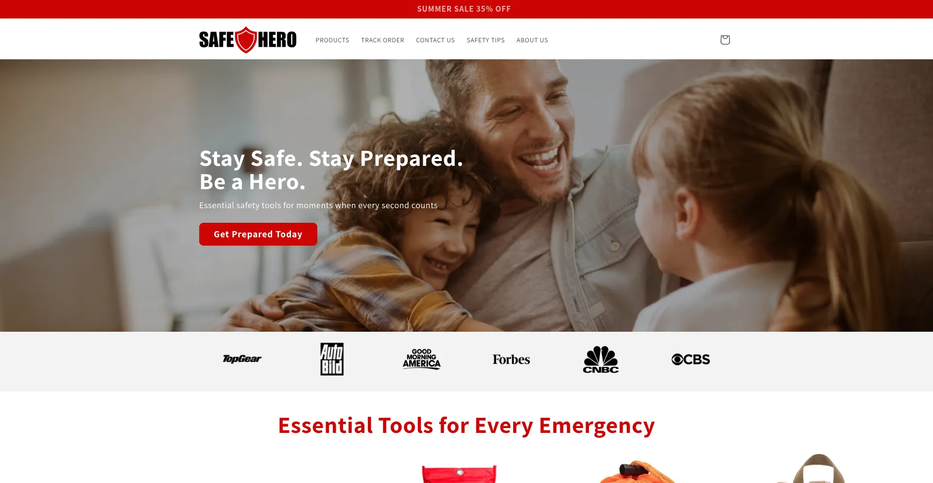 Website screenshot of Safehero.eu
