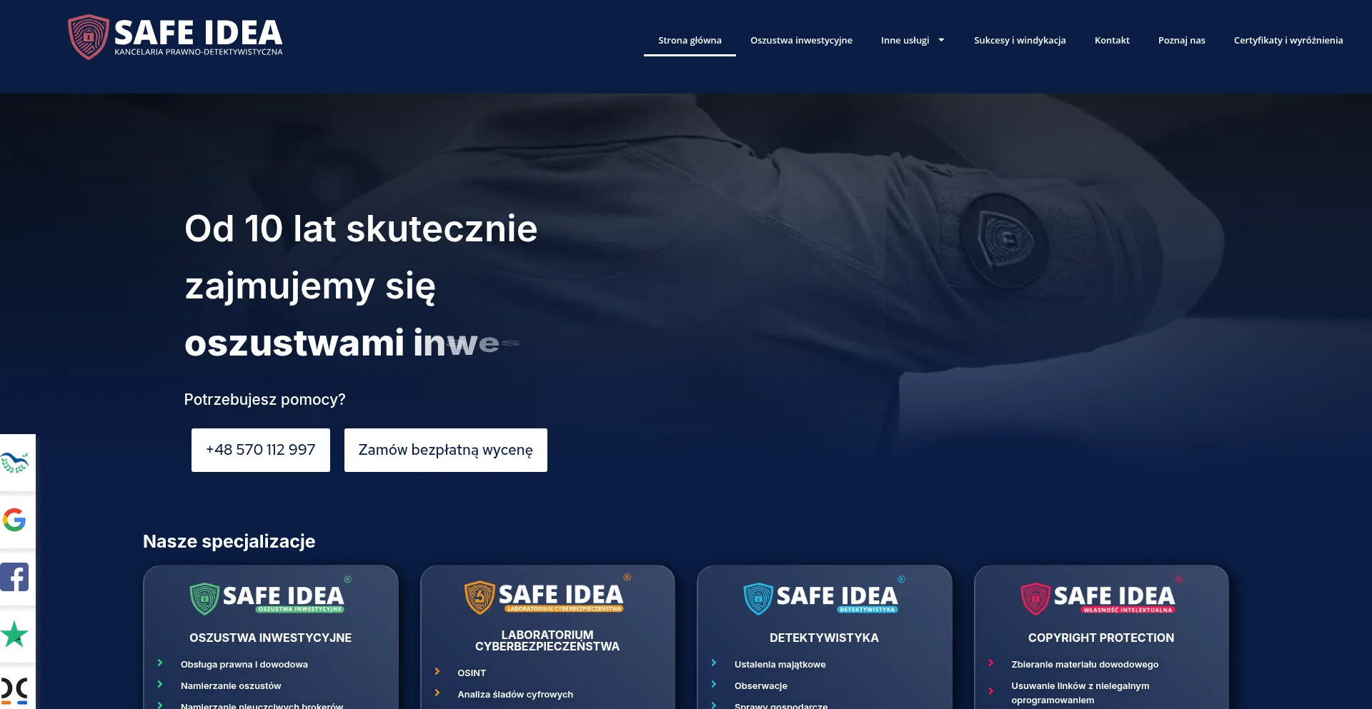 Website screenshot of Safeidea.pl