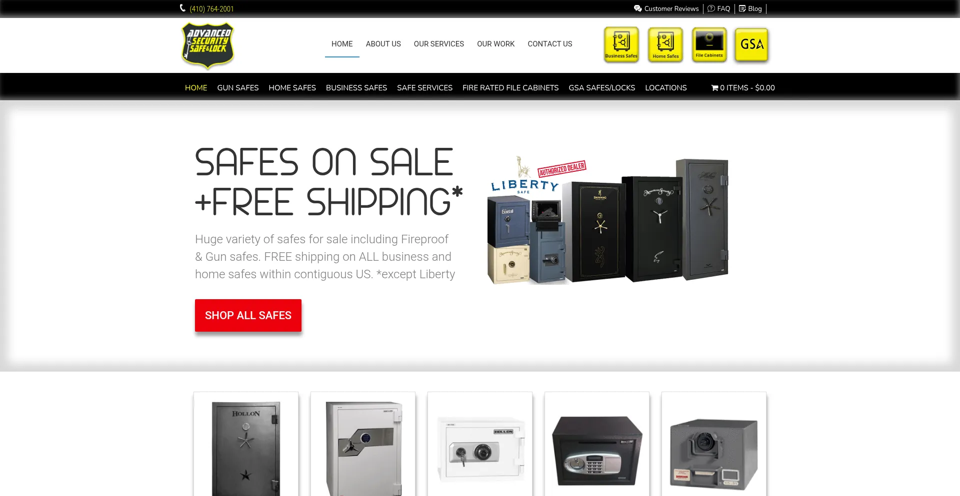 Website screenshot of Safes.ampmlock.com