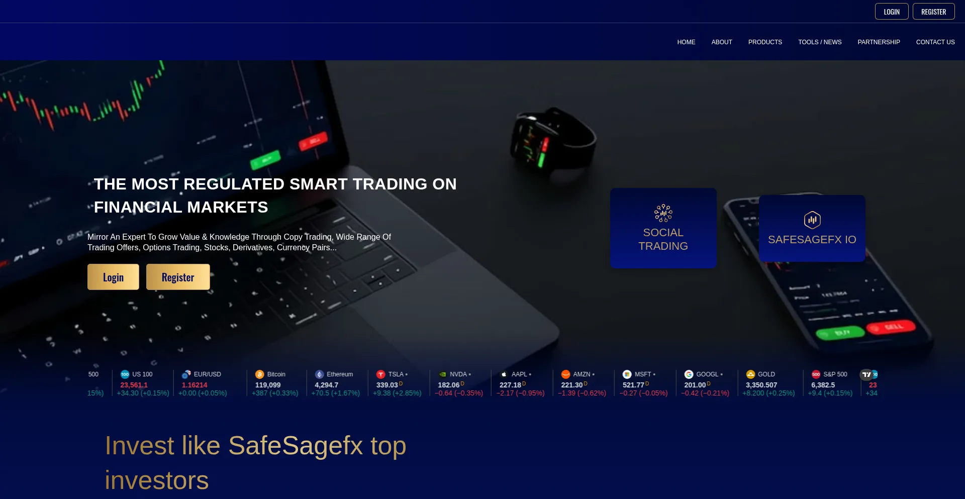 Website screenshot of Safesagefx.com