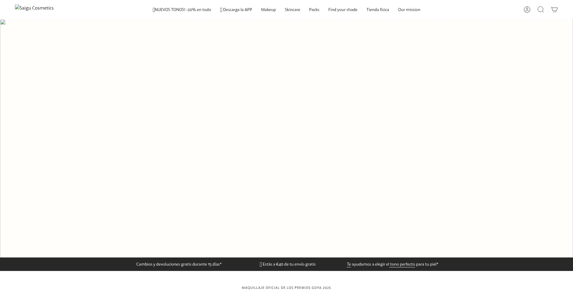 Website screenshot of Saigucosmetics.com