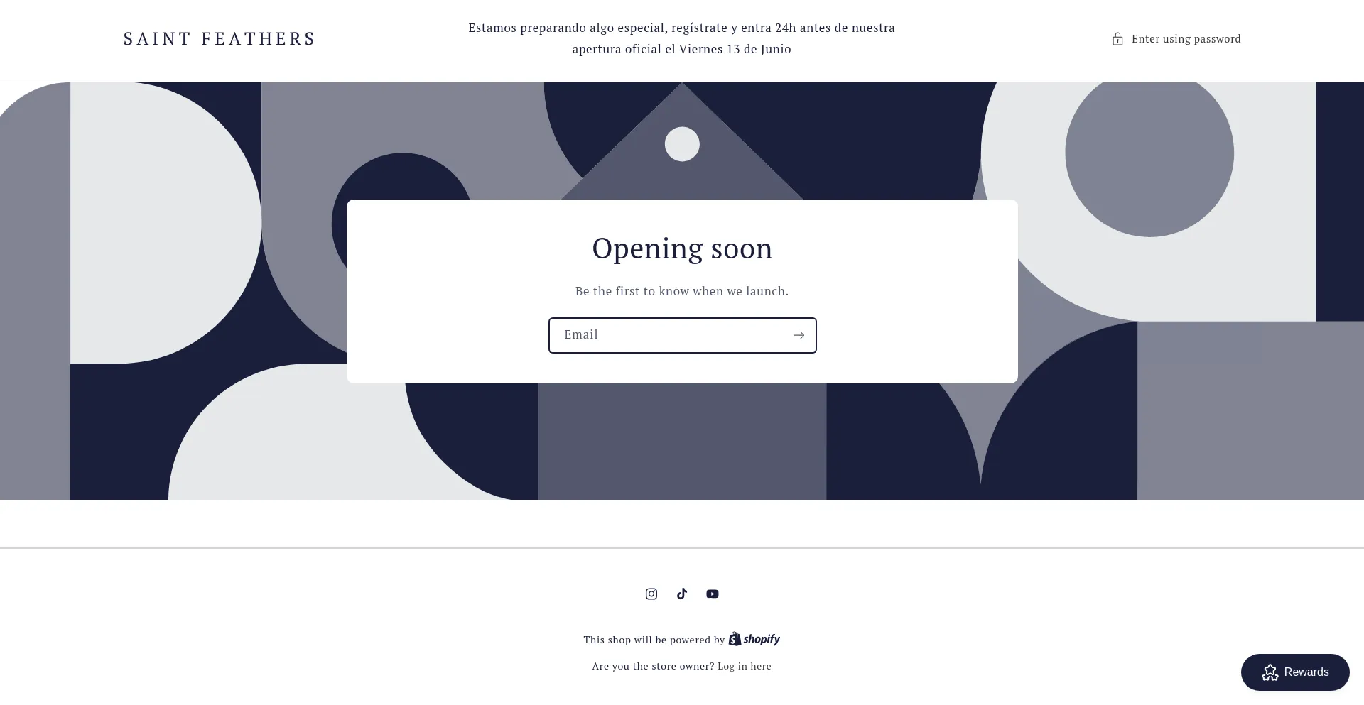 Website screenshot of Saintfeathers.com