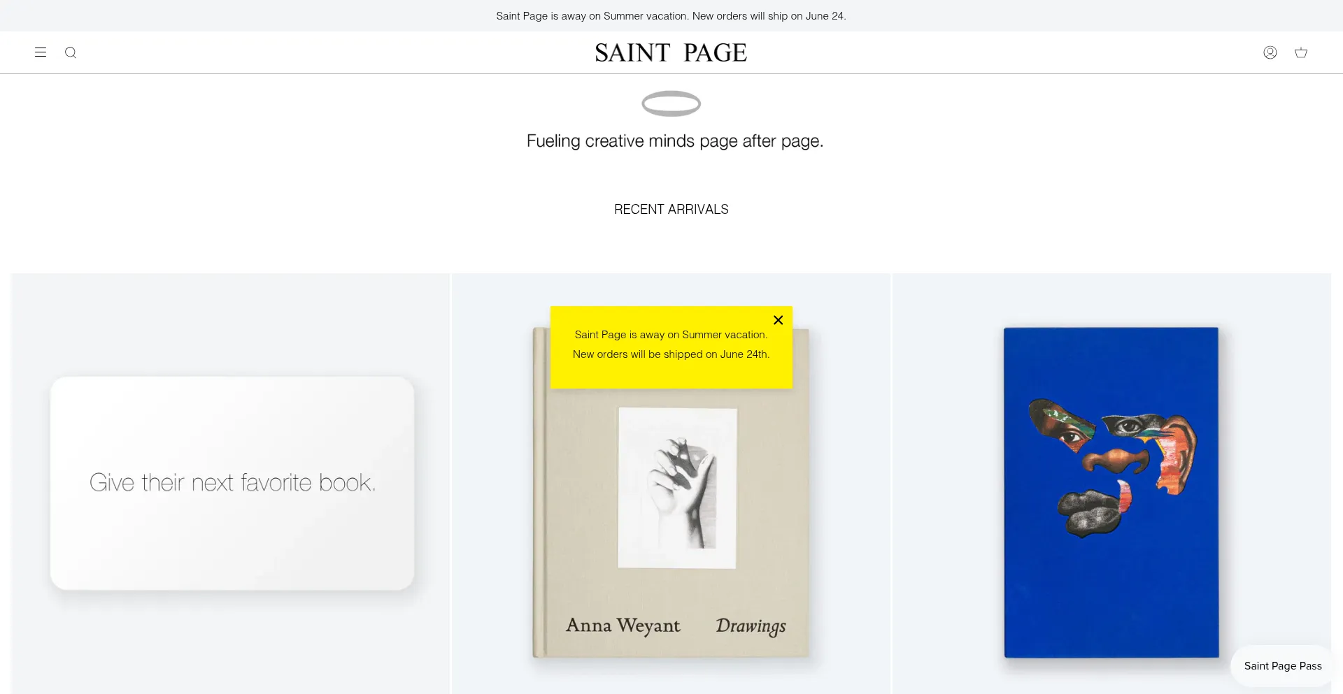 Website screenshot of Saintpage.com