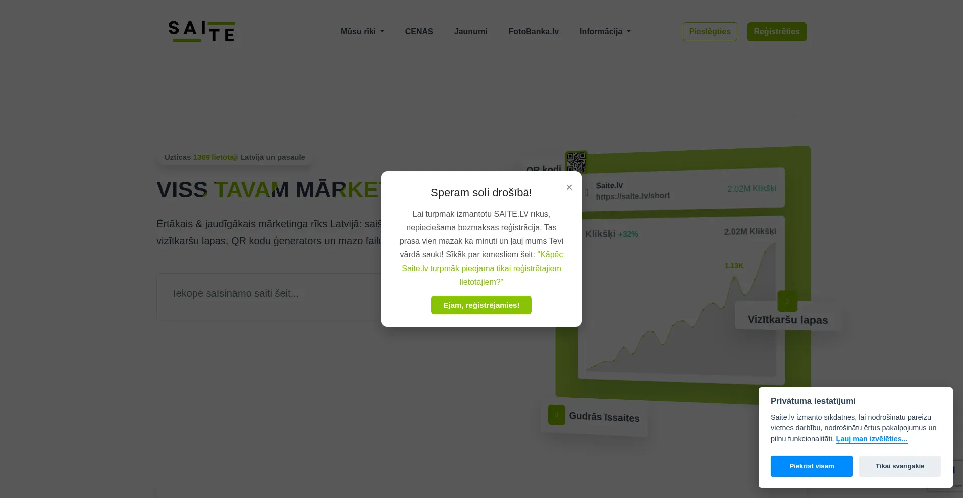 Website screenshot of Saite.lv