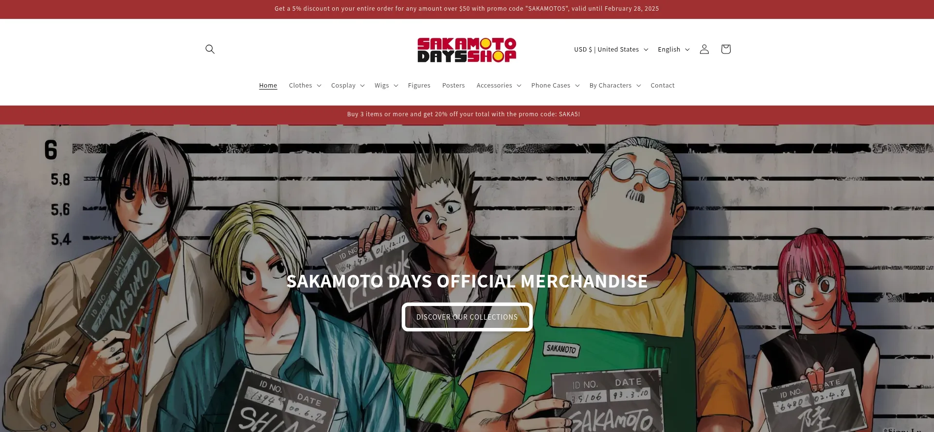 Website screenshot of Sakamotodays-shop.com