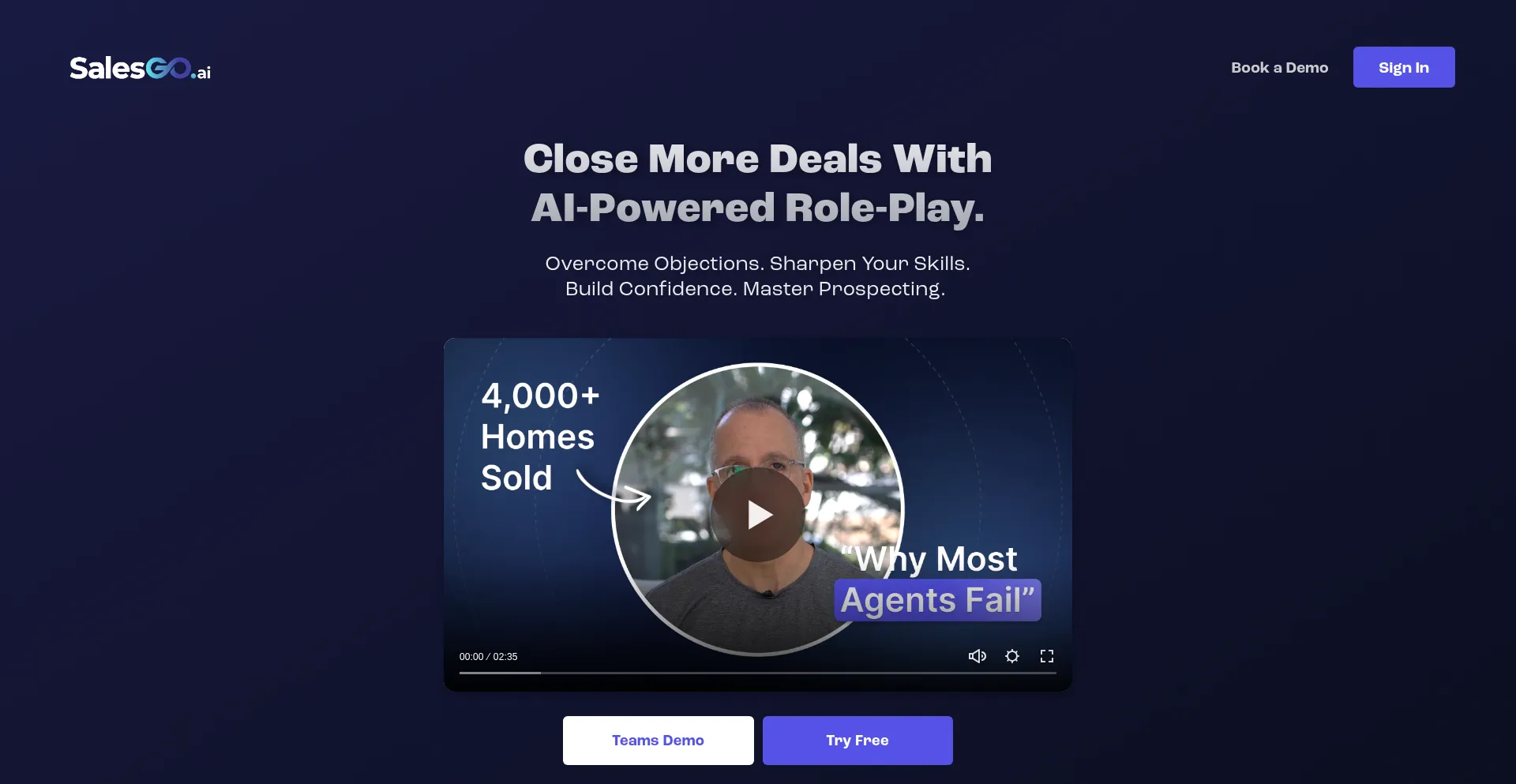 Website screenshot of Salesgo.ai