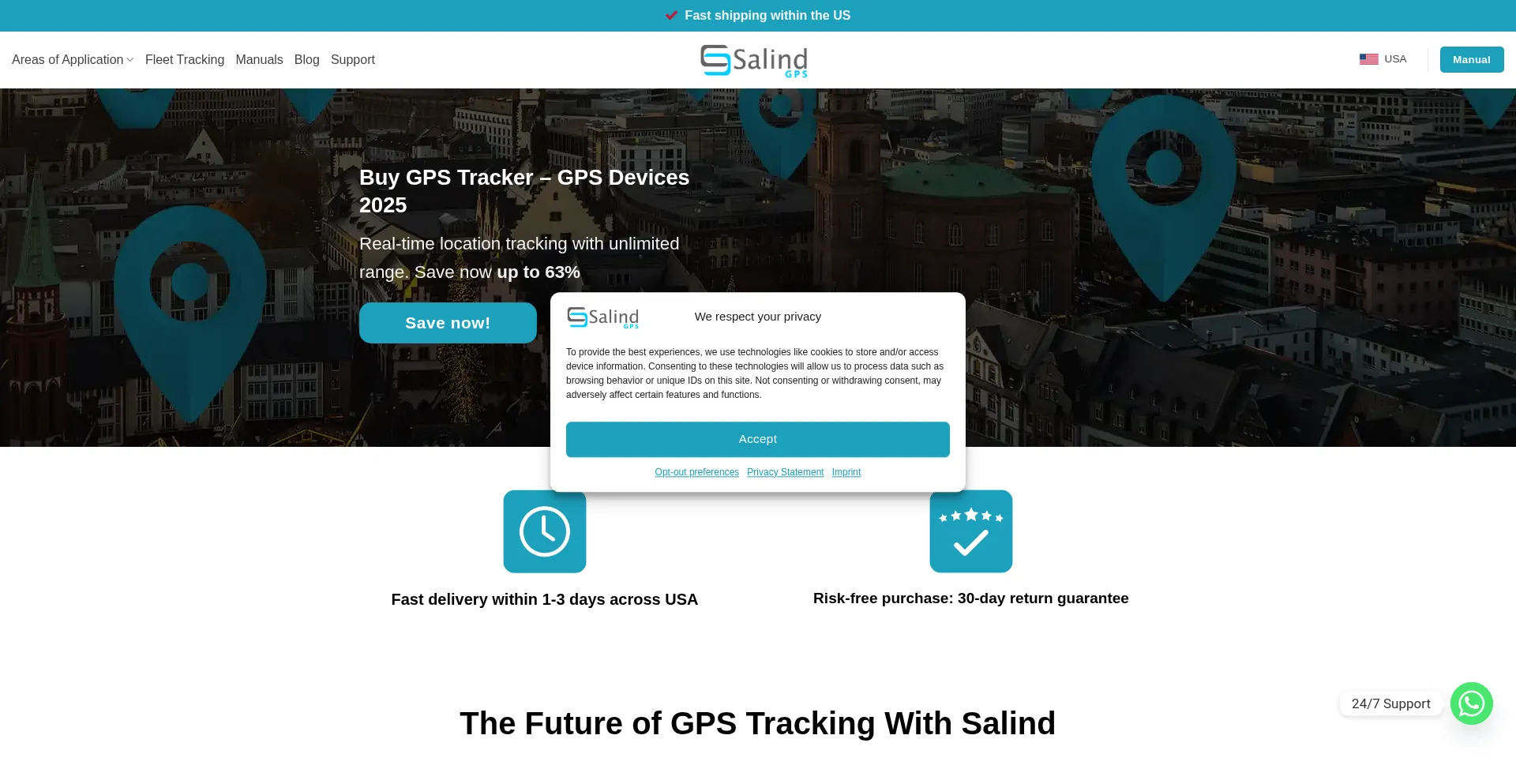 Website screenshot of Salind-gps.com