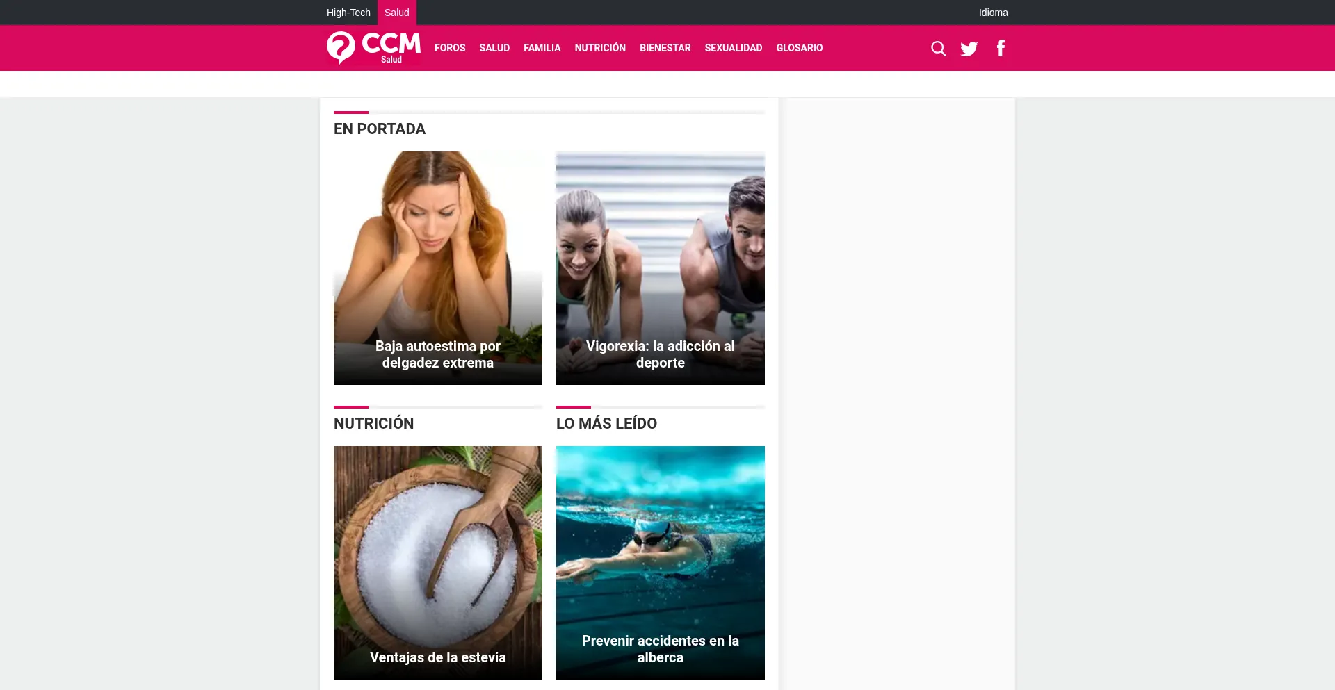 Website screenshot of Salud.ccm.net