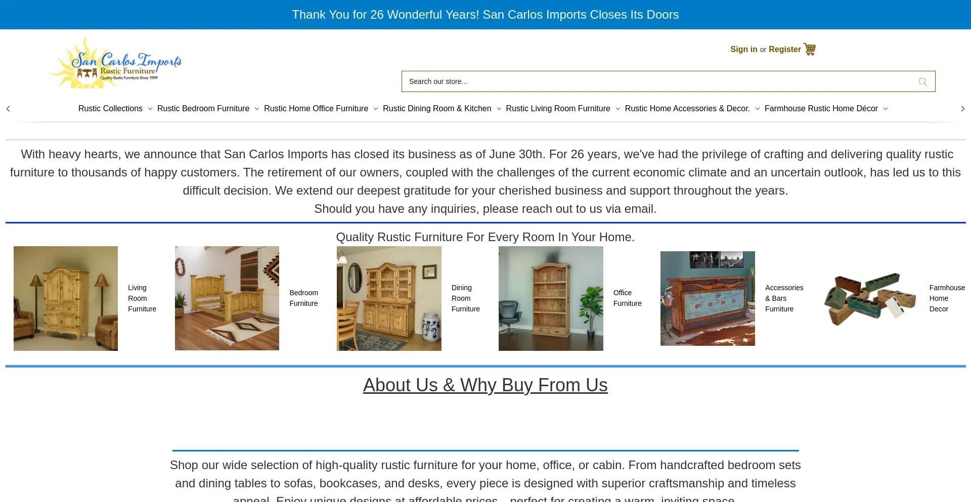 Website screenshot of Sancarlosimports.com