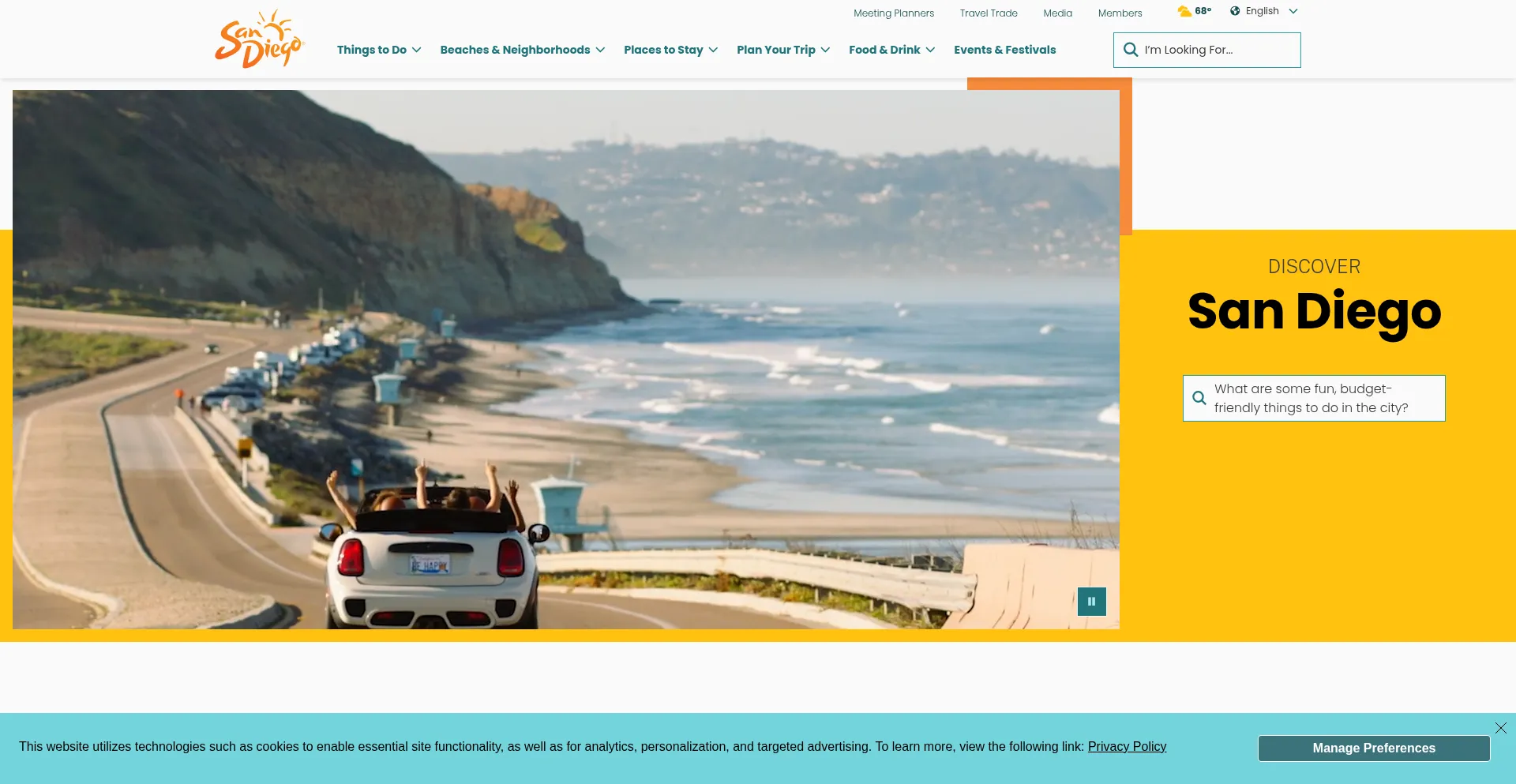 Website screenshot of Sandiego.org