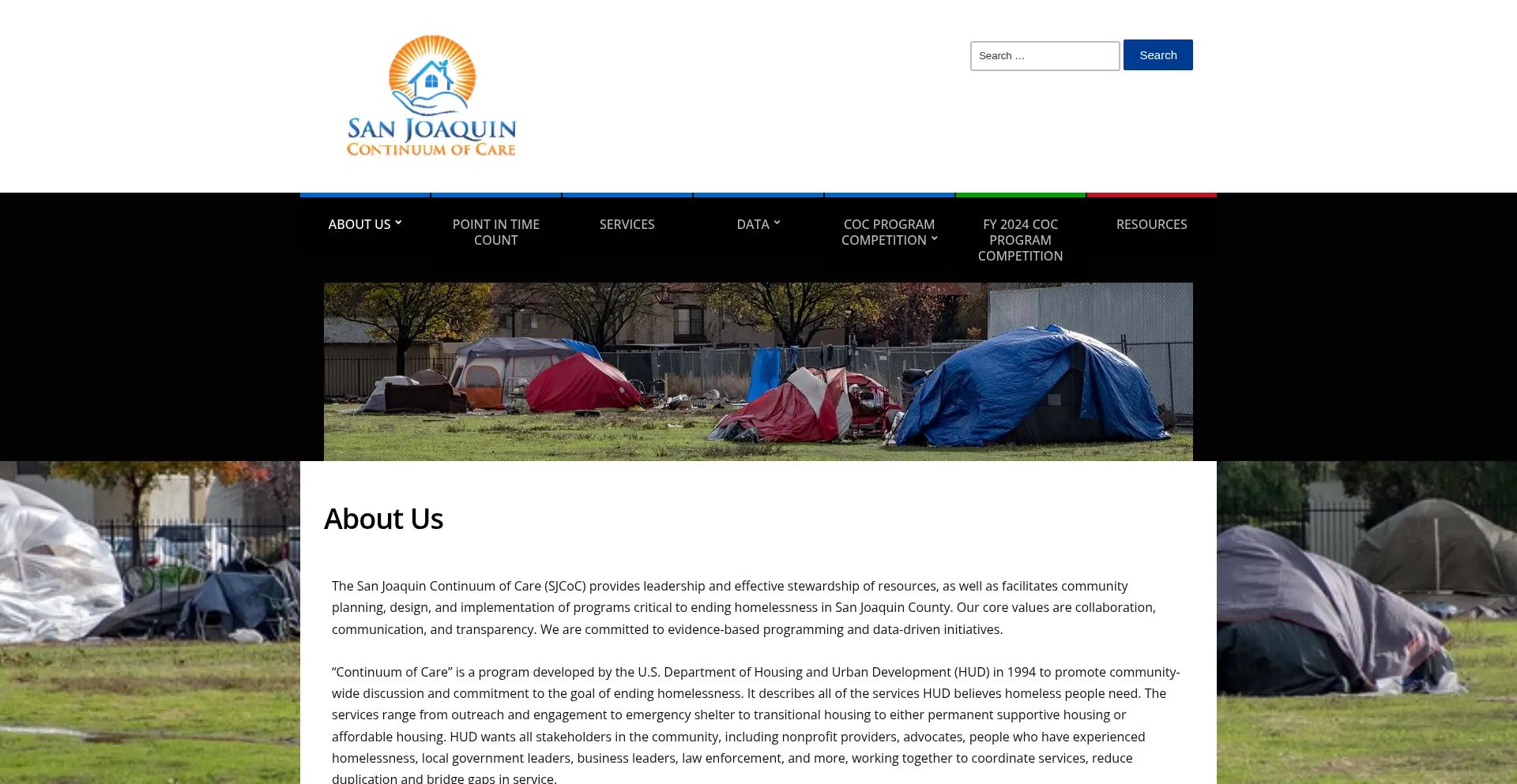 Website screenshot of Sanjoaquincoc.org