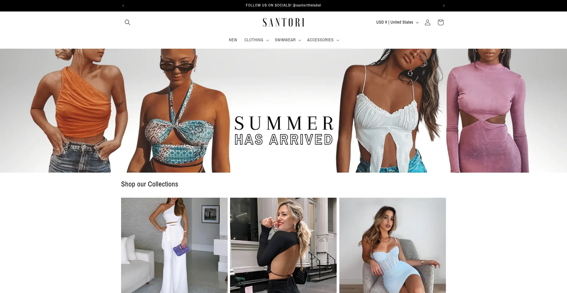 Website screenshot of Santorithelabel.com