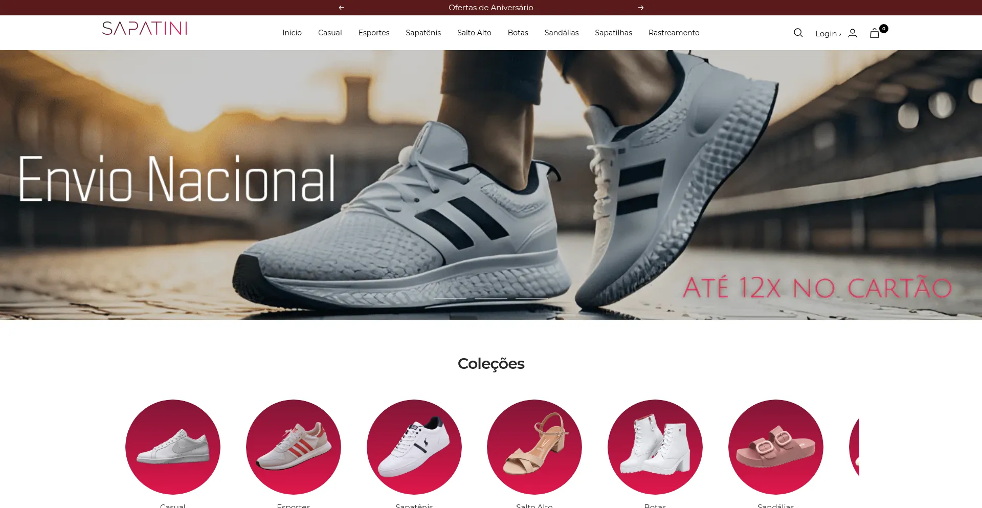 Website screenshot of Sapatini.com