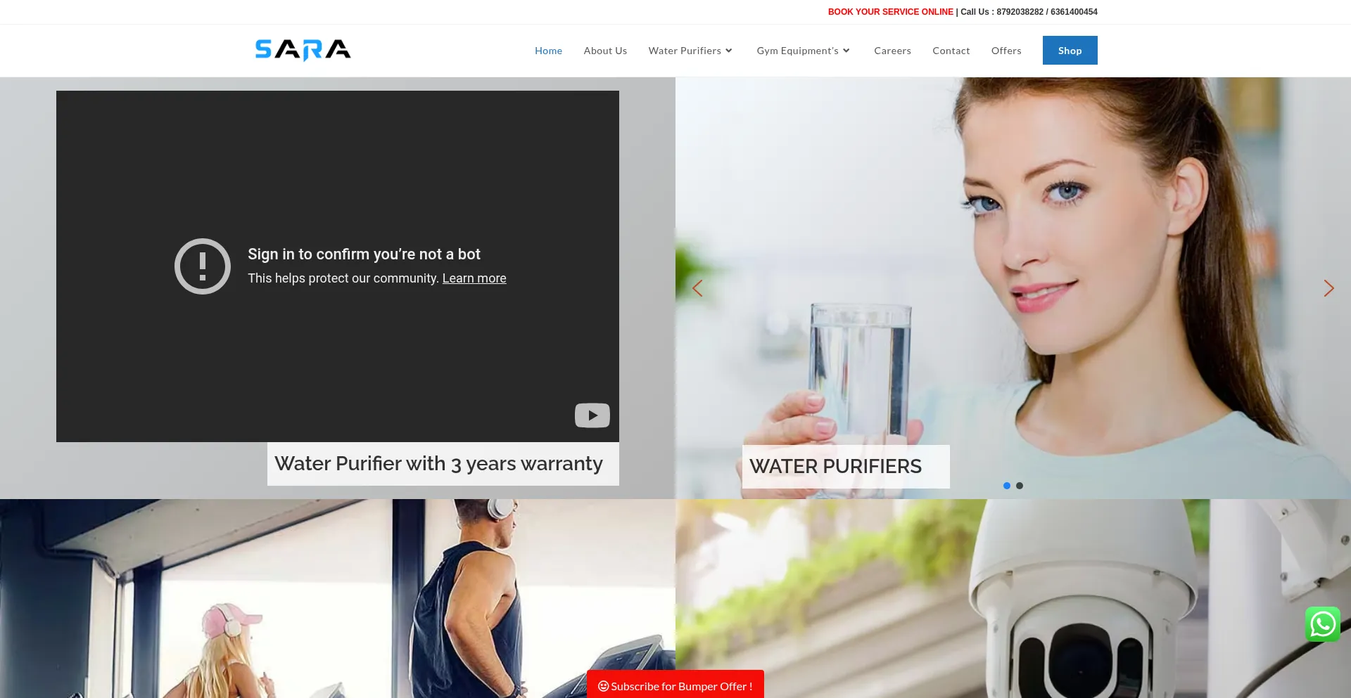 Website screenshot of Saraservices.in