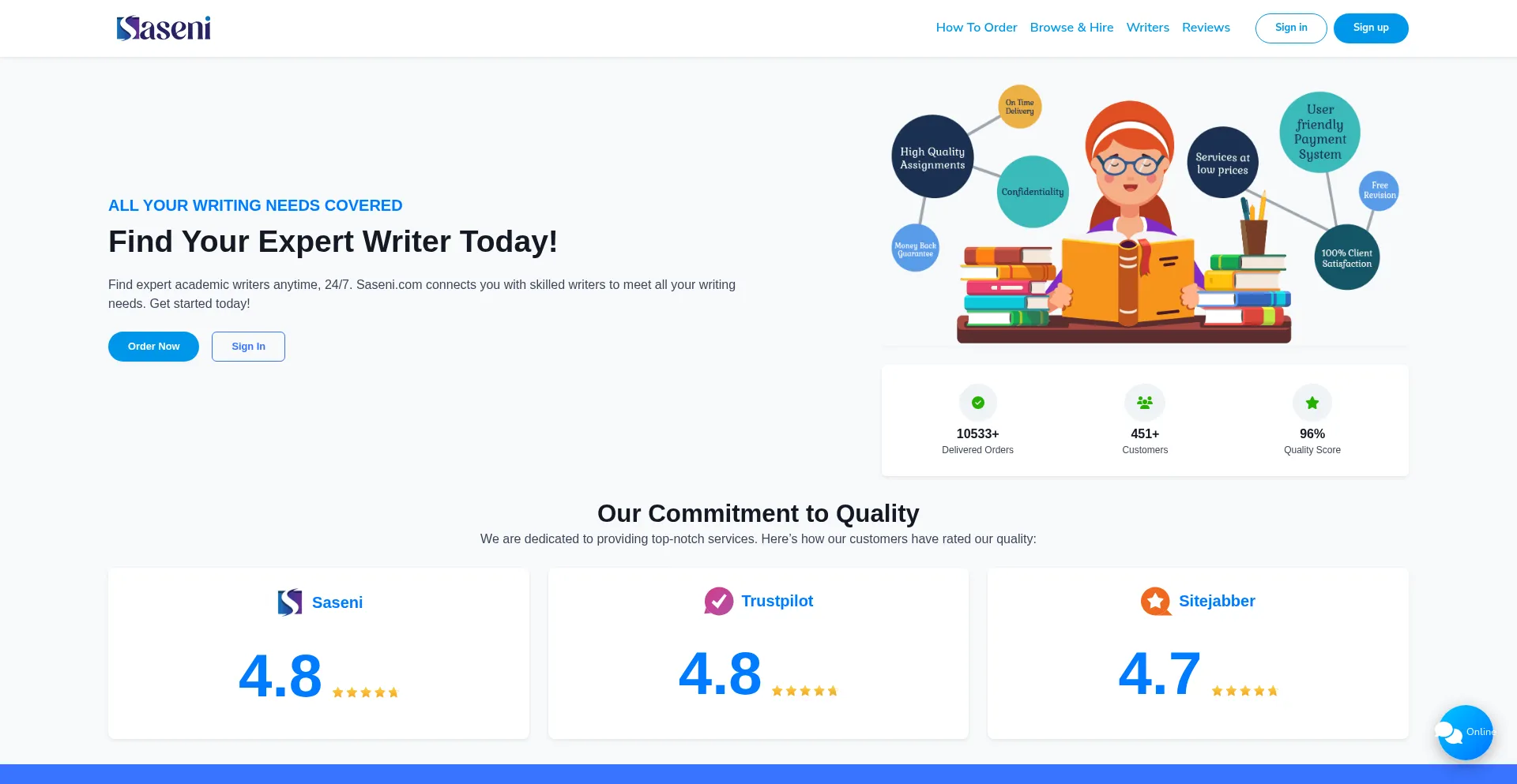 Website screenshot of Saseni.com