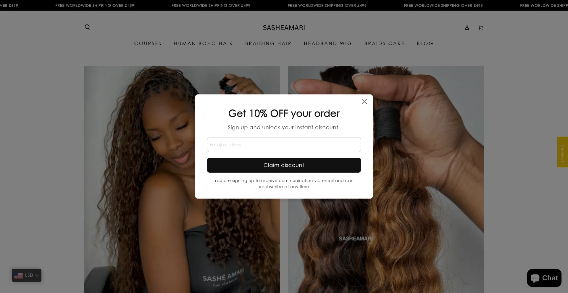 Website screenshot of Sasheamari.com