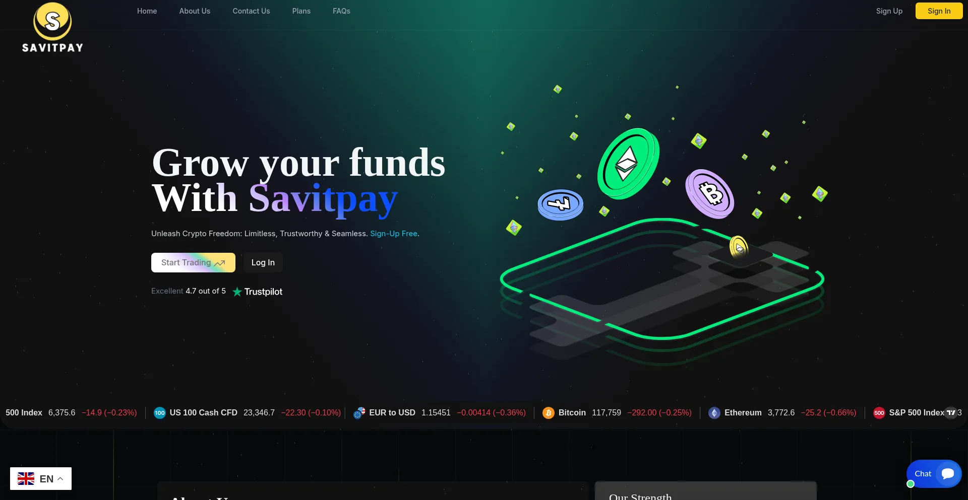 Website screenshot of Savitpay.com