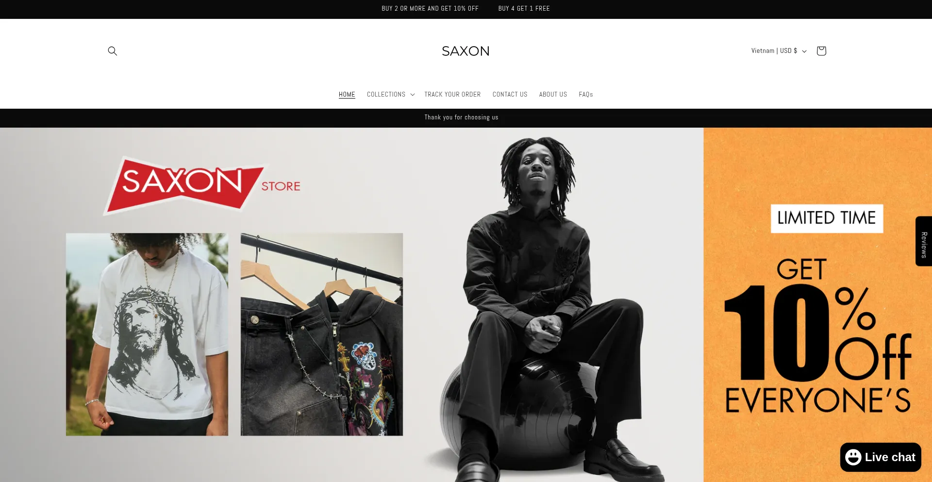 Website screenshot of Saxon-store.com