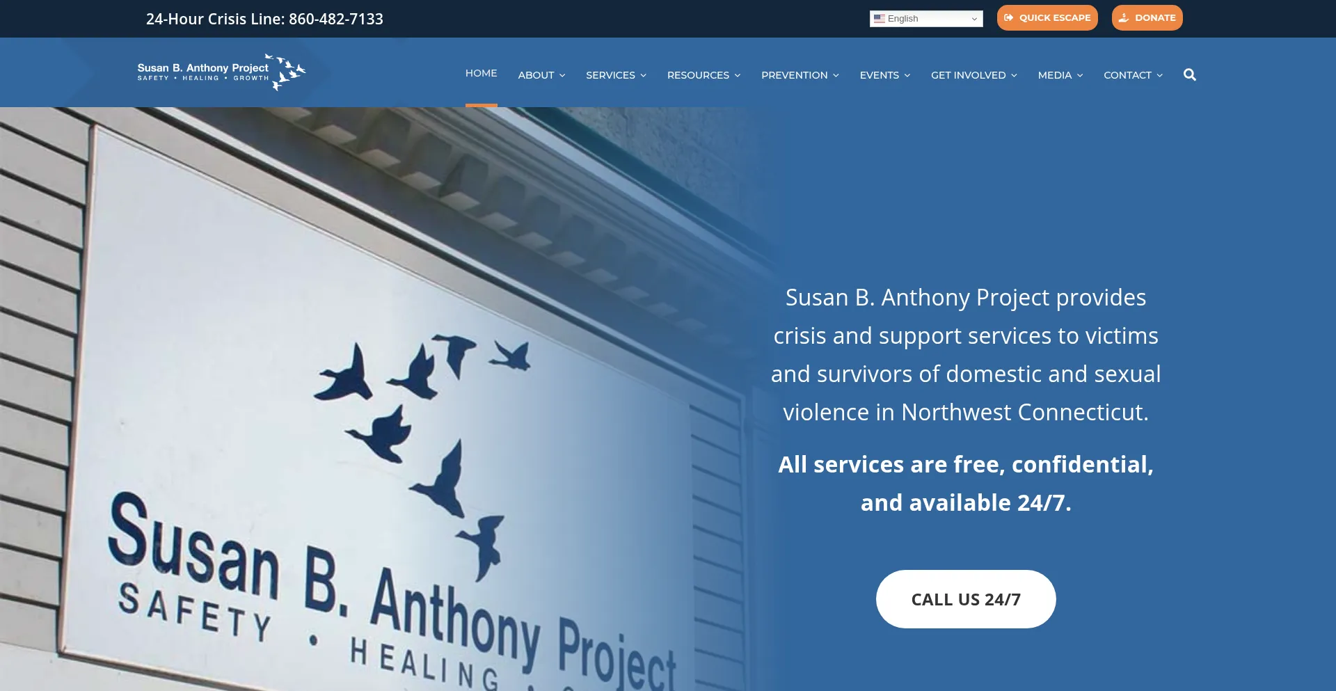 Website screenshot of Sbaproject.org