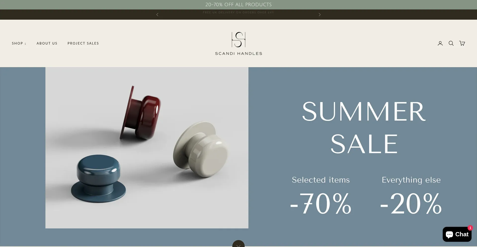 Website screenshot of Scandihandles.co.uk