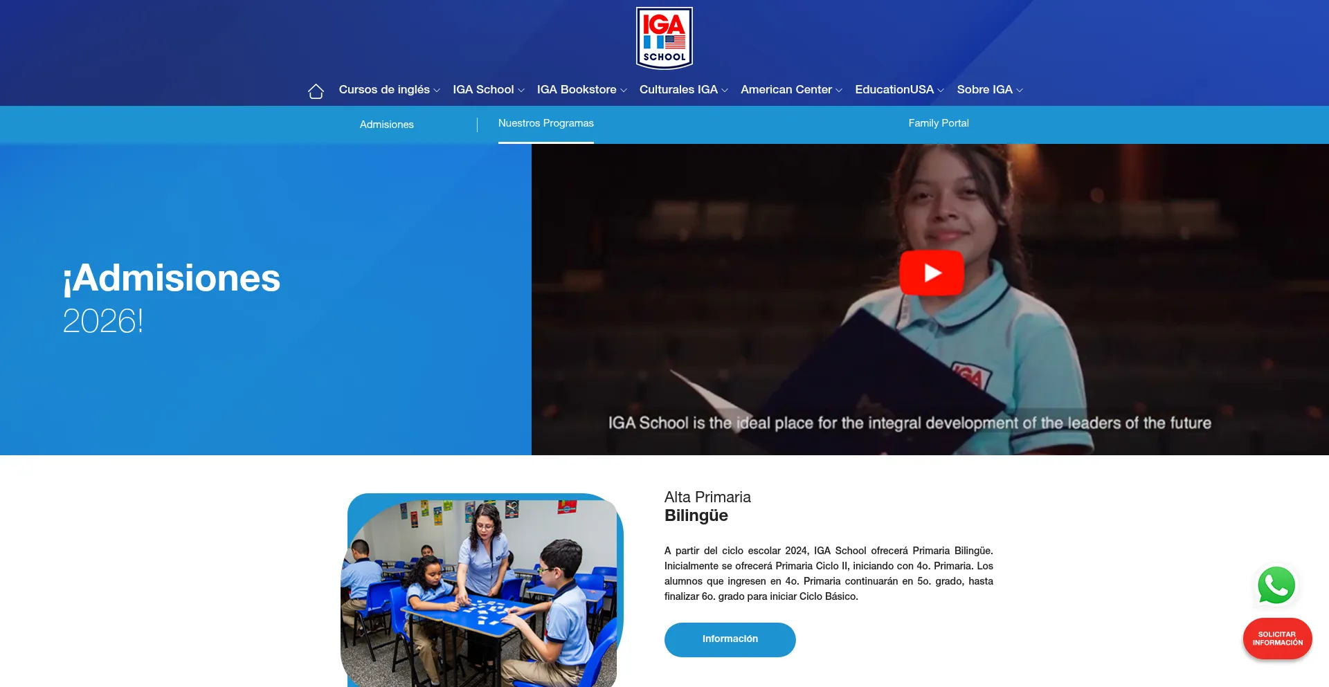 Website screenshot of School.iga.edu