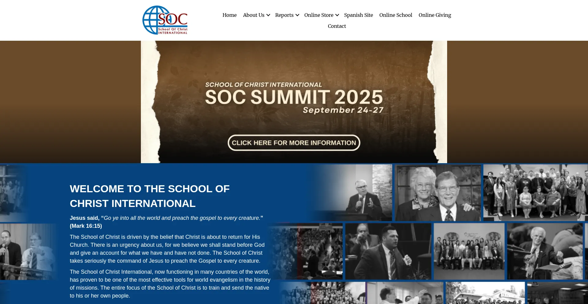 Website screenshot of Schoolofchrist.org