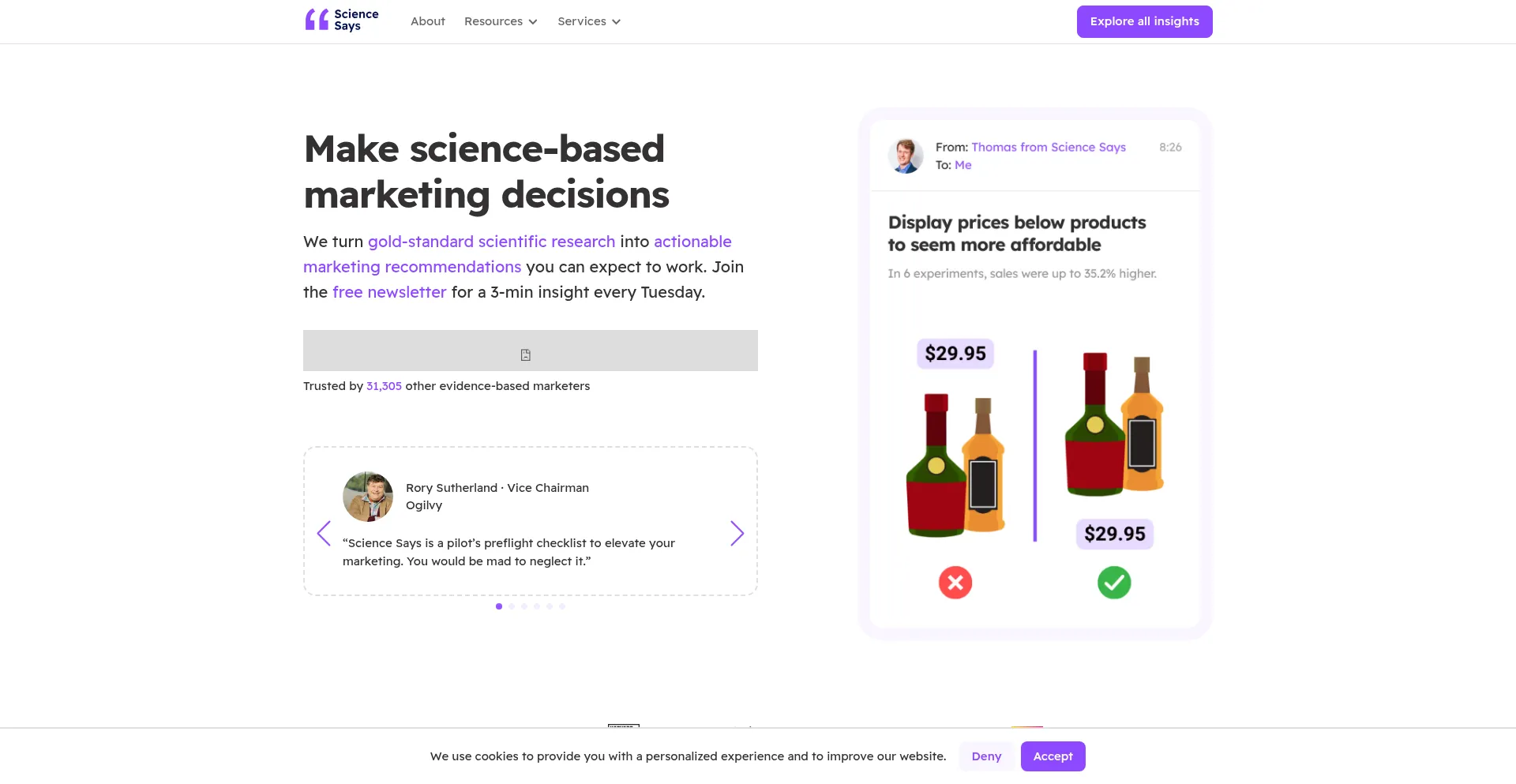 Website screenshot of Sciencesays.com