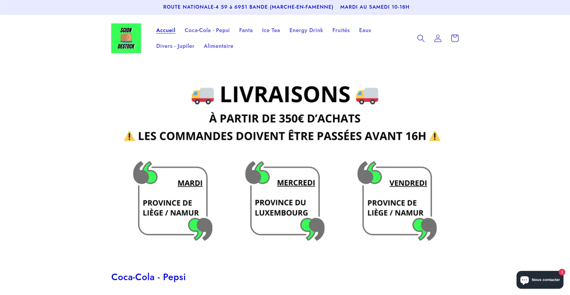 Website screenshot of Sciondestock.be