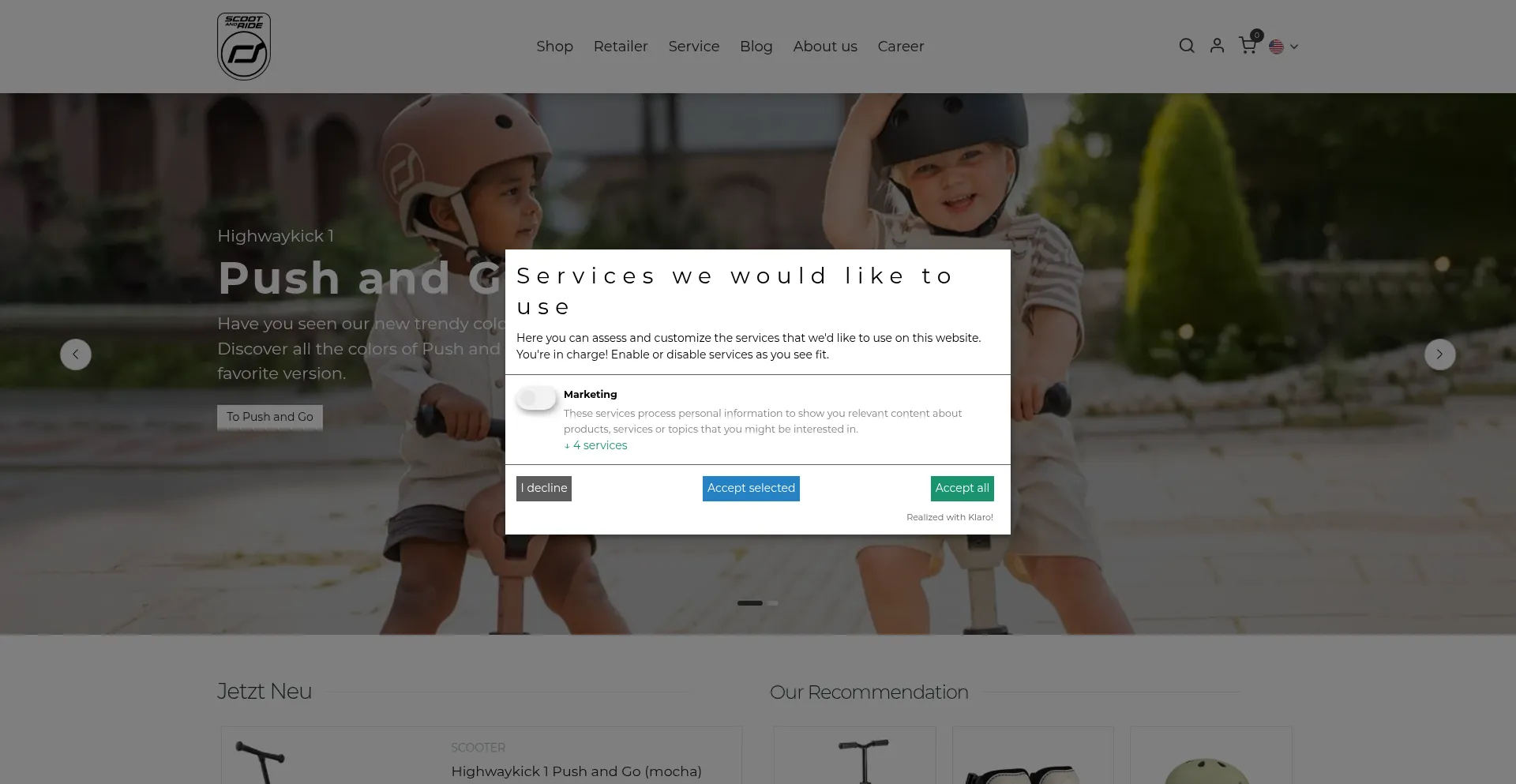 Website screenshot of Scootandride.at